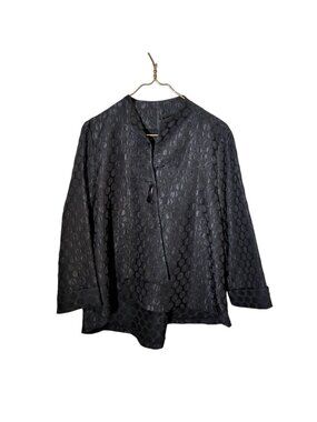 IC By Connie K Jacket Womens Large Black Textured Circle Made In USA Size L